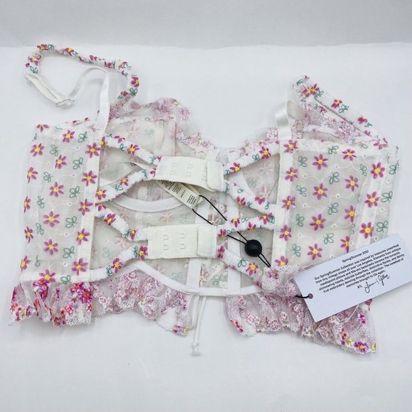 For Love And Lemons Floral Lace-Up Set - White and Pink - Picture 5 of 8